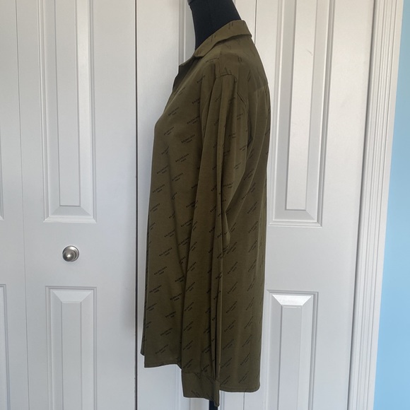 Balenciaga XL Green And Black Logo Button Up Collared Long Sleeve Shirt - Picture 7 of 14